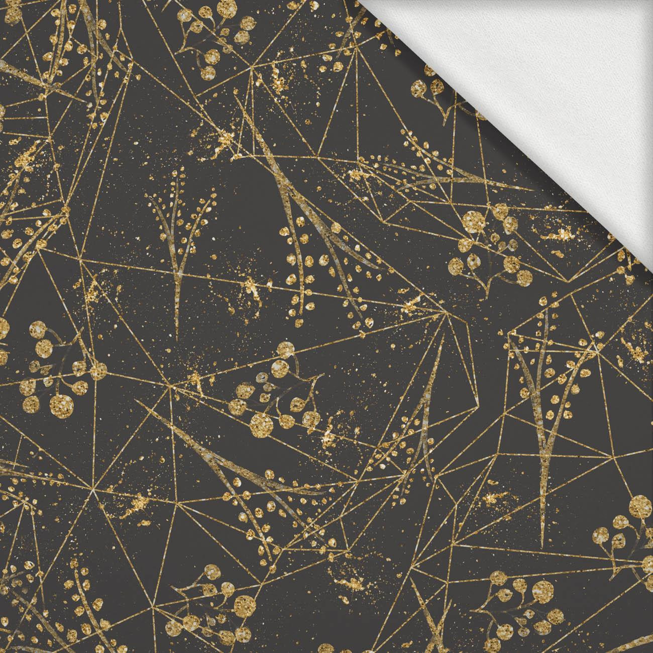 LEAVES pat. 12 (gold) / black  - looped knit fabric with elastane
