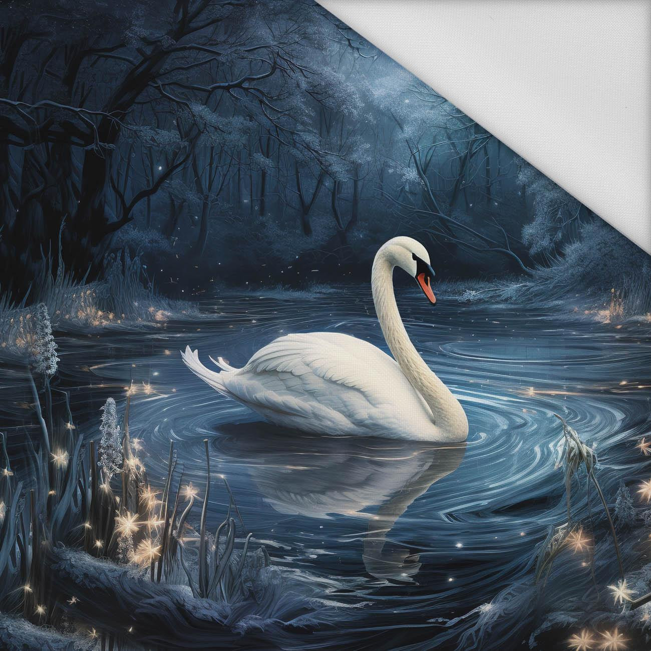 GOTHIC SWAN - panel (60cm x 50cm) Waterproof woven fabric