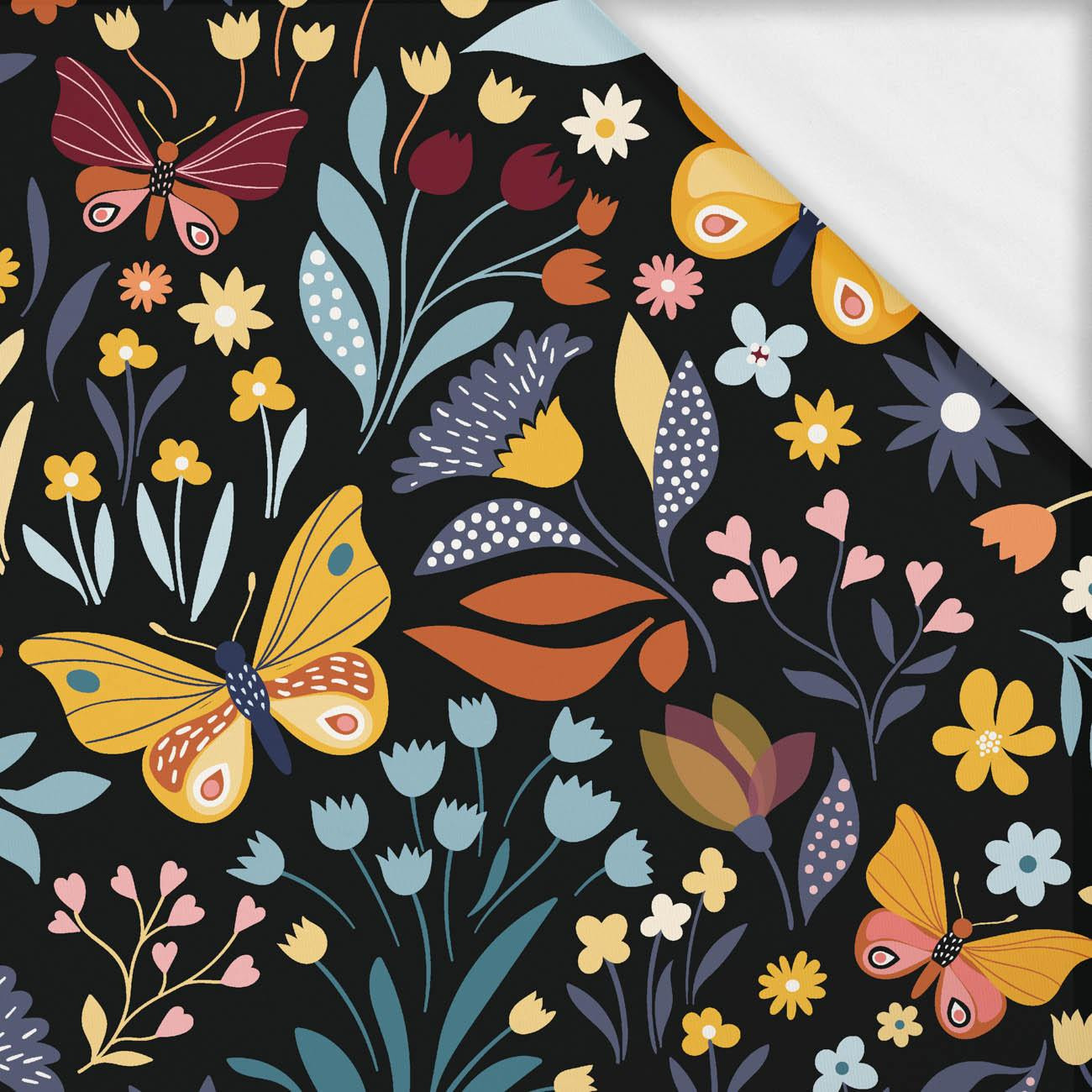 FOLK BUTTERFLIES / black- single jersey with elastane