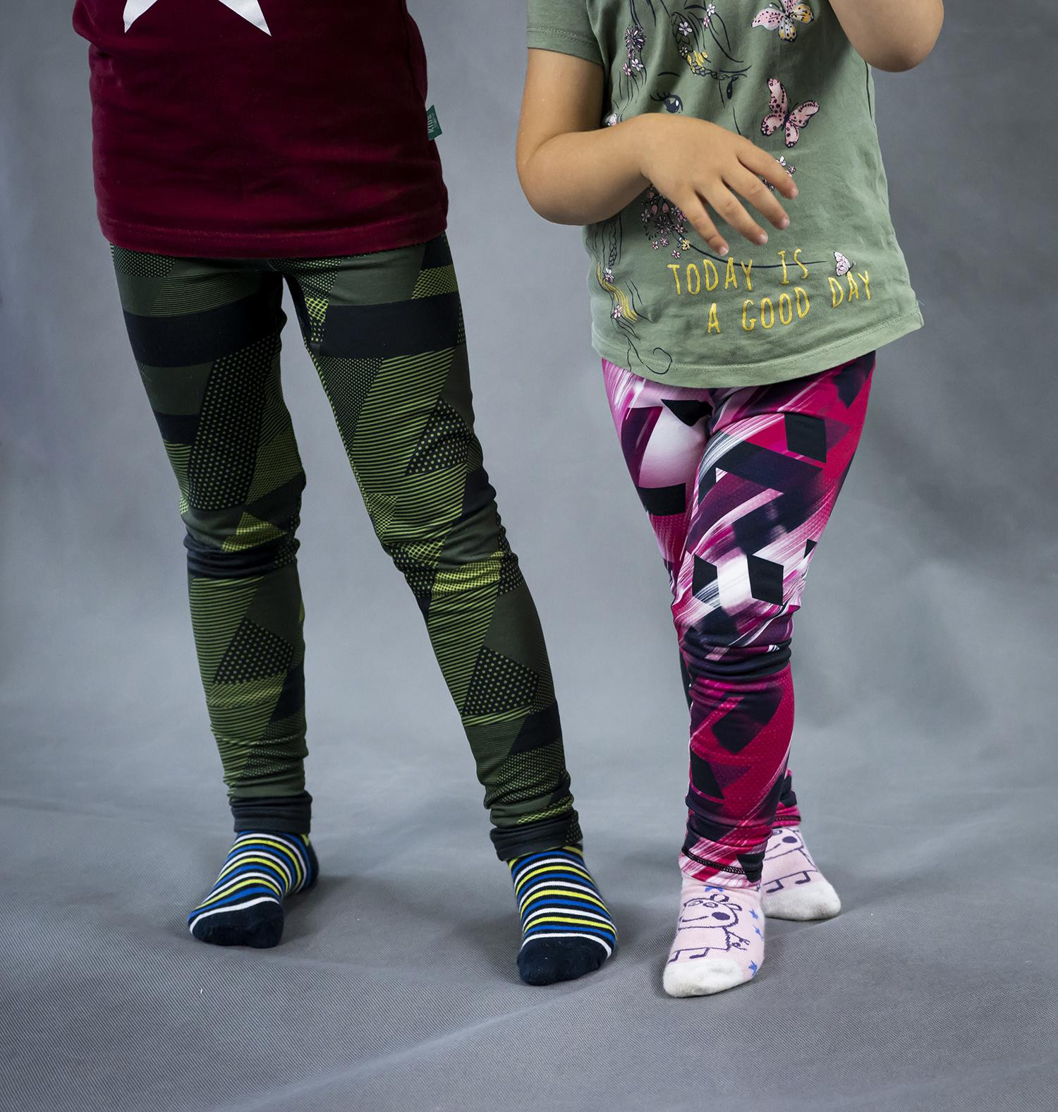GIRLS THERMO LEGGINGS (DORA) - NEON SNAKE'S SKIN PAT.1  - sewing set