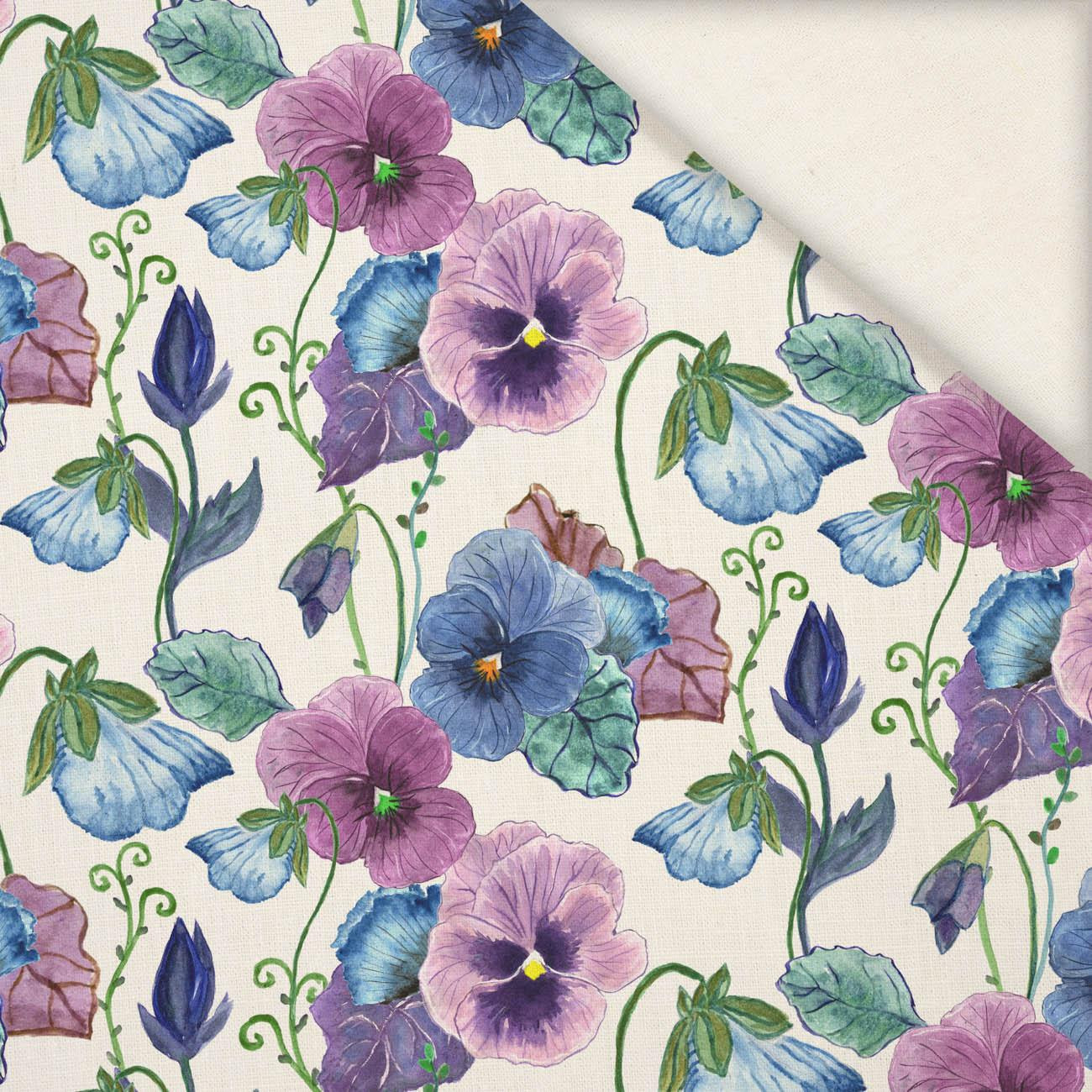 PANSIES (BLOOMING MEADOW) - Linen 100%