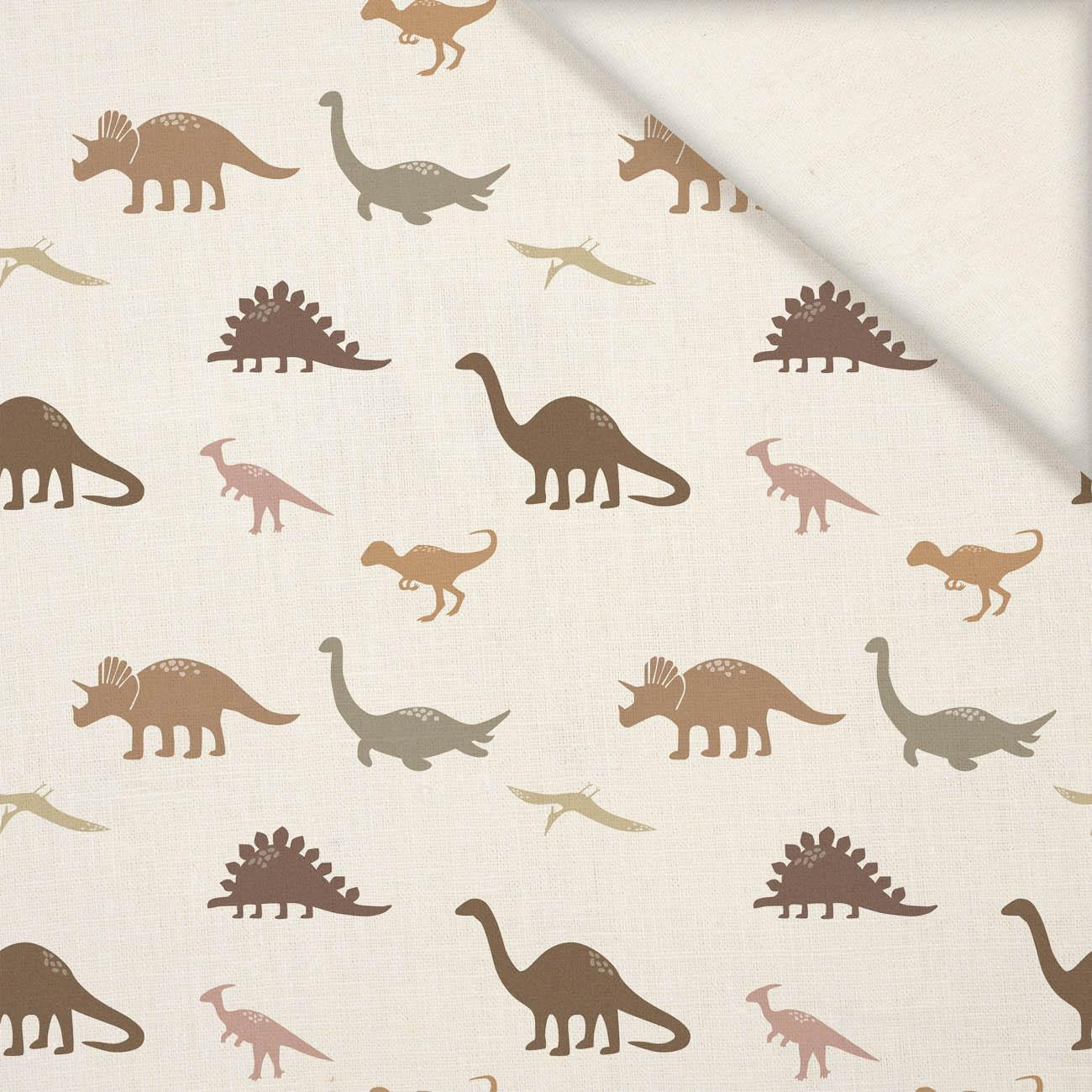 BROWN DINOSAURS PAT. 2 - Linen 100%