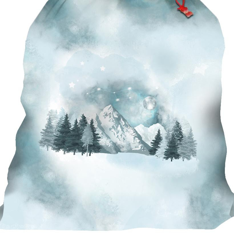 TREES AND MOUNTAINS (WINTER IN THE MOUNTAIN) - Cotton woven fabric panel / Choice of sizes