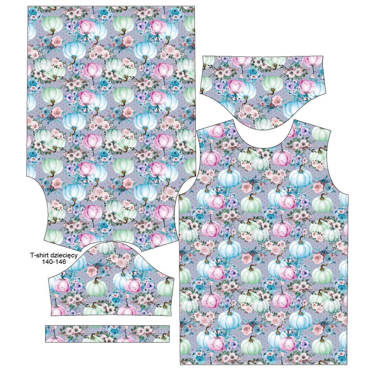 KID’S T-SHIRT - PUMPKINS AND FLOWERS pat. 1 (PUMPKIN GARDEN) - single jersey 