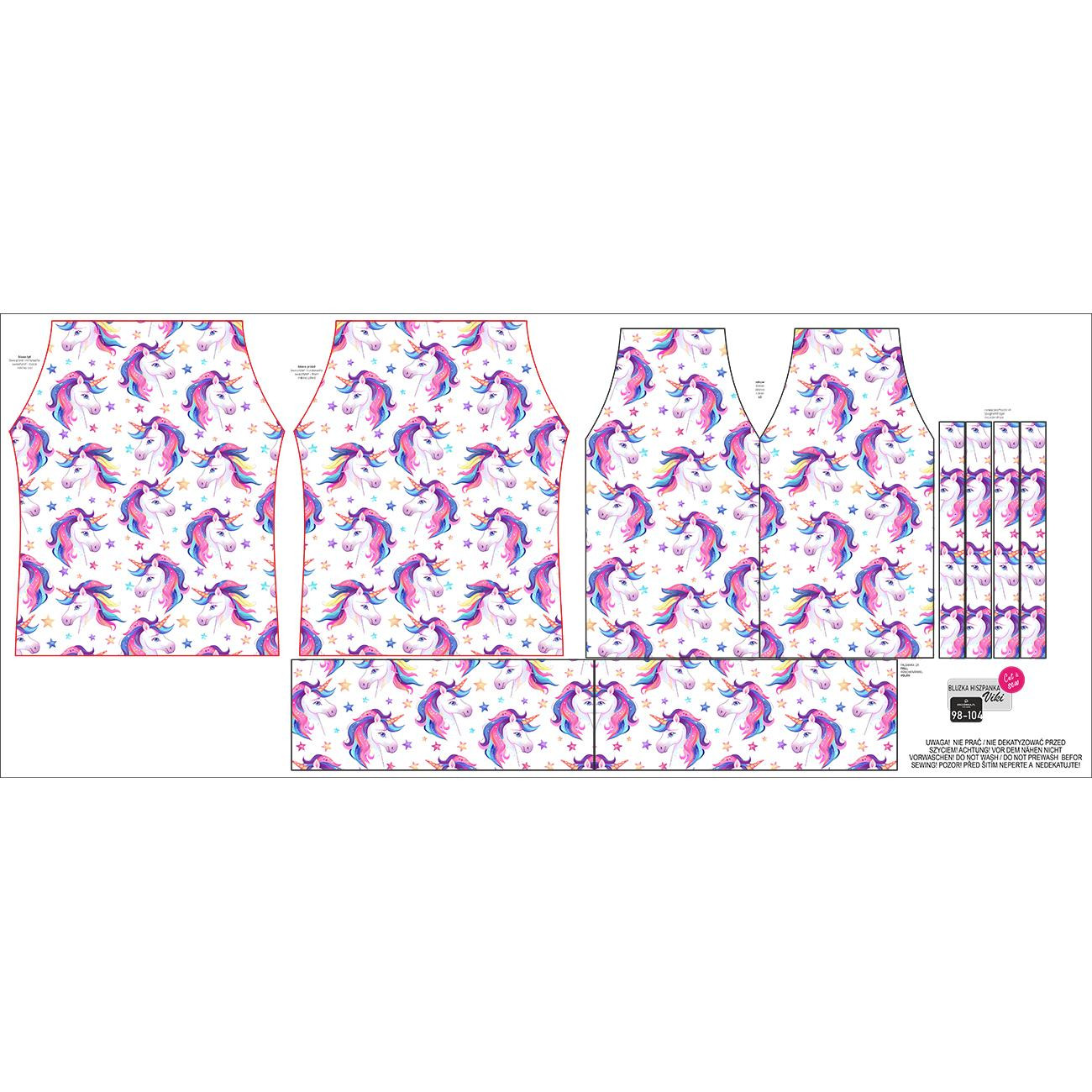 Bardot neckline blouse (VIKI) - FAIRY WORLD wz.5 (UNICORN) - sewing set