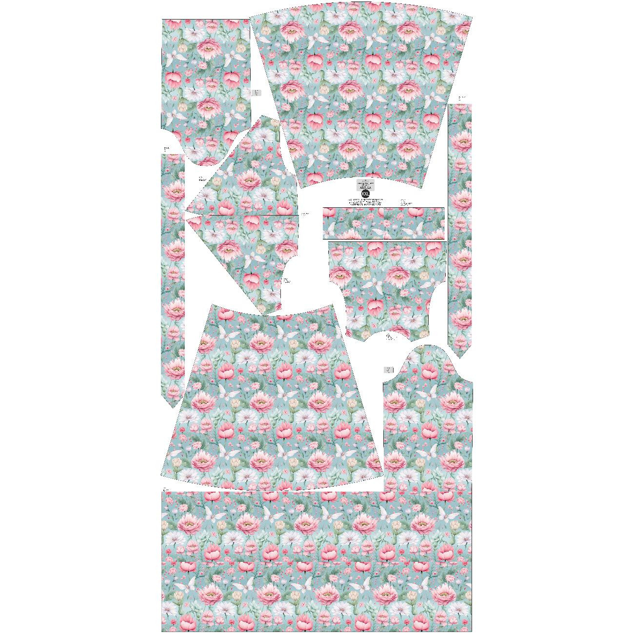 WRAP FLOUNCED DRESS (ABELLA) - FAIRY WORLD wz.11 (FLOWERS) - sewing set