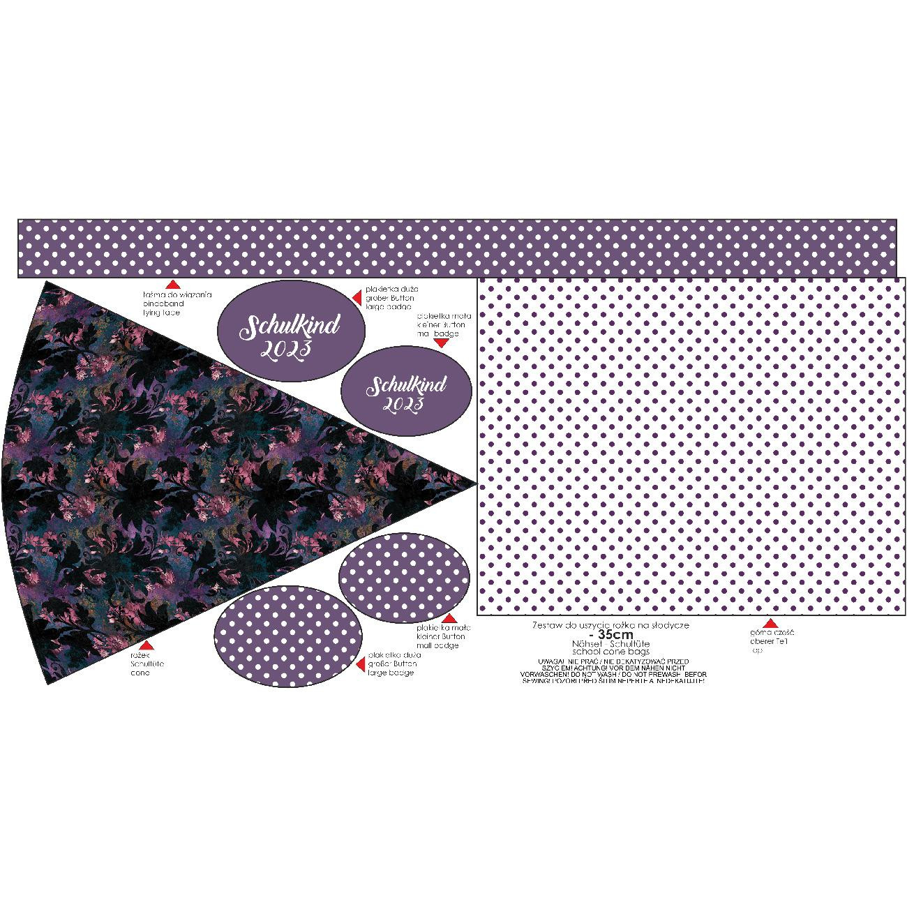 First Grade Candy Cone - FLORAL  pat. 7 - sewing set