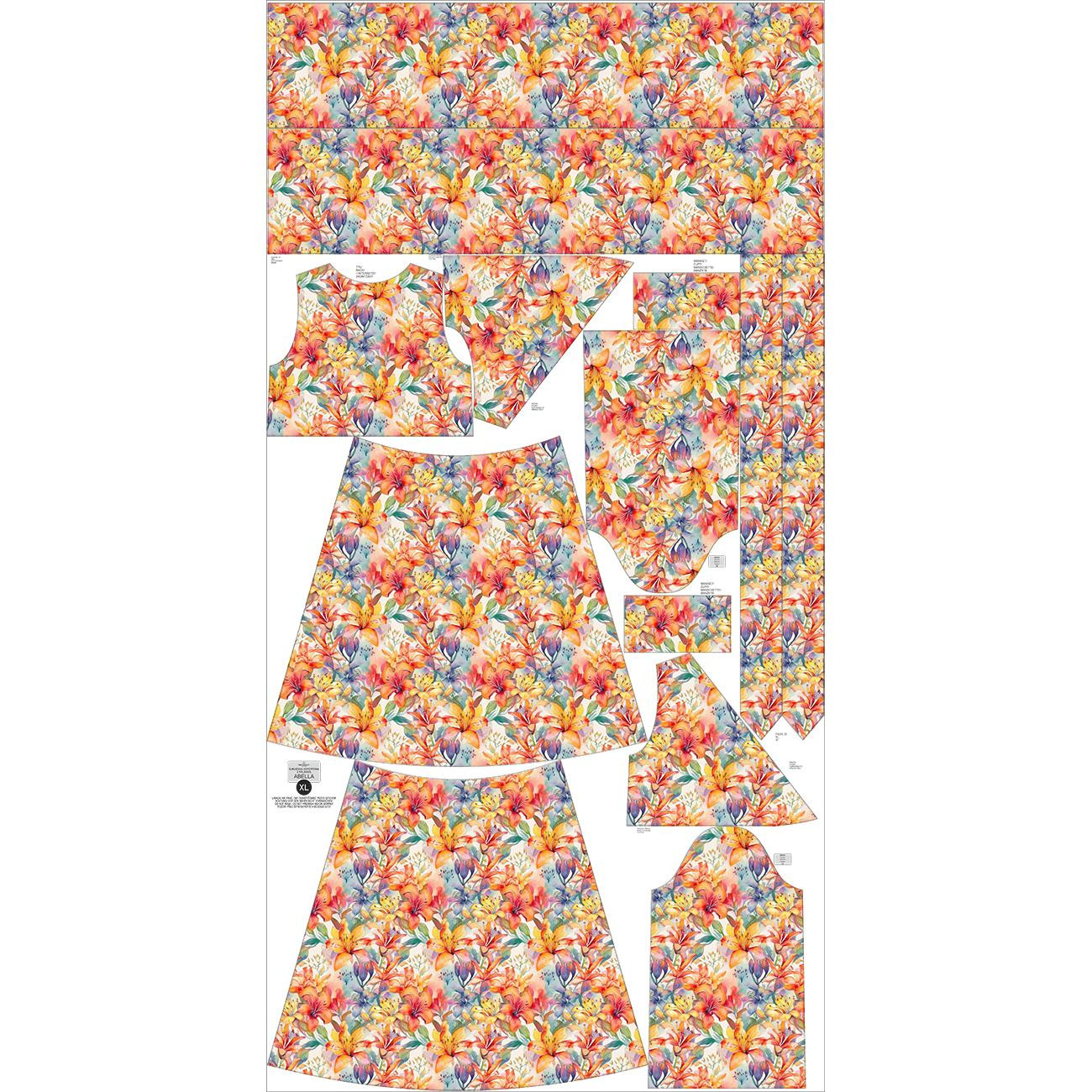 WRAP FLOUNCED DRESS (ABELLA) - FLOWERS pat.37 - sewing set