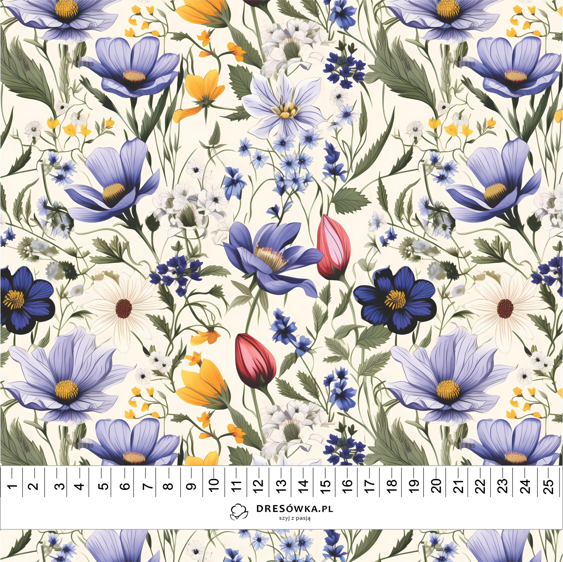 FLOWERS wz.4 - PERKAL Cotton fabric