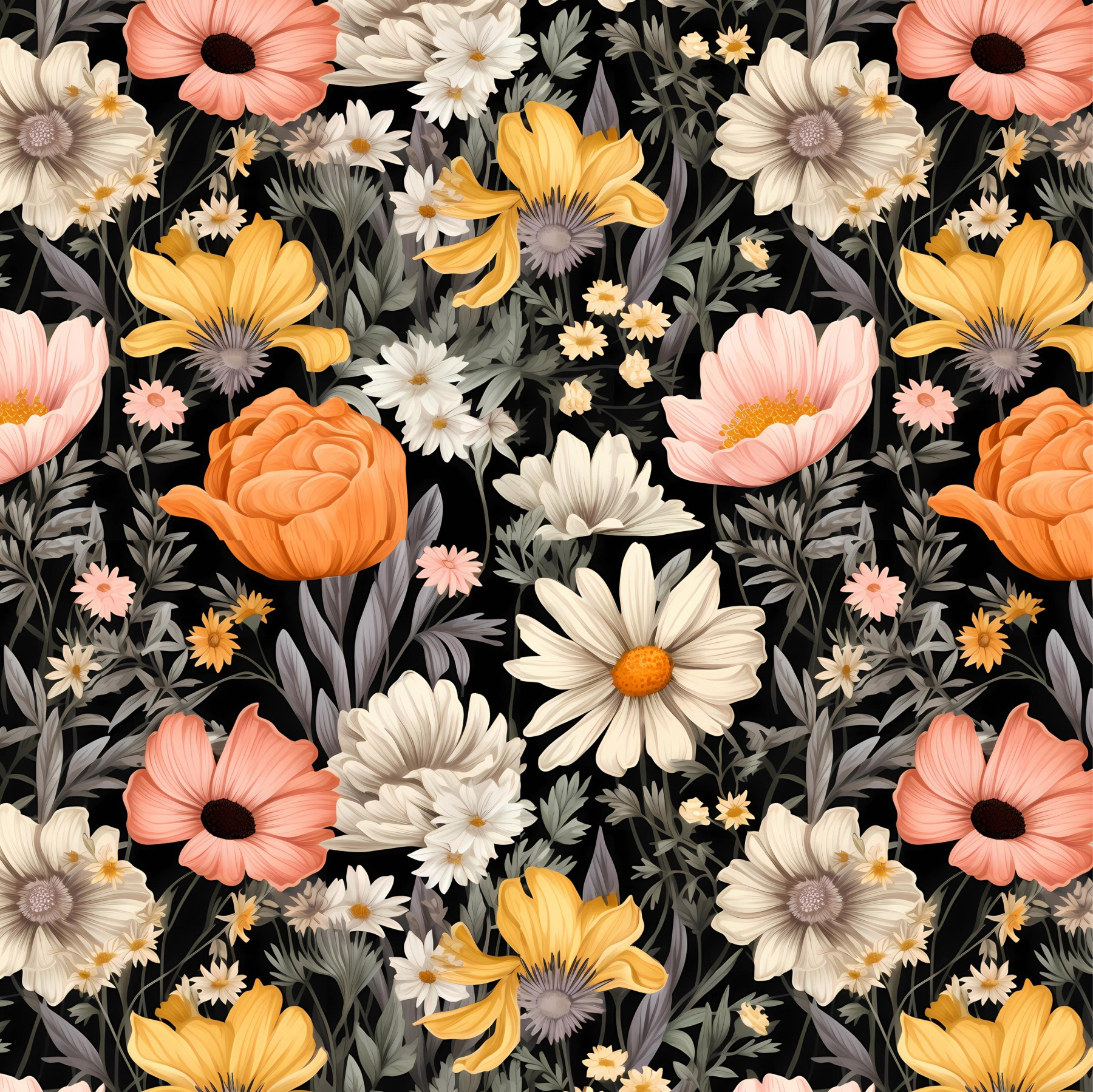 FLOWERS wz.6 - PERKAL Cotton fabric