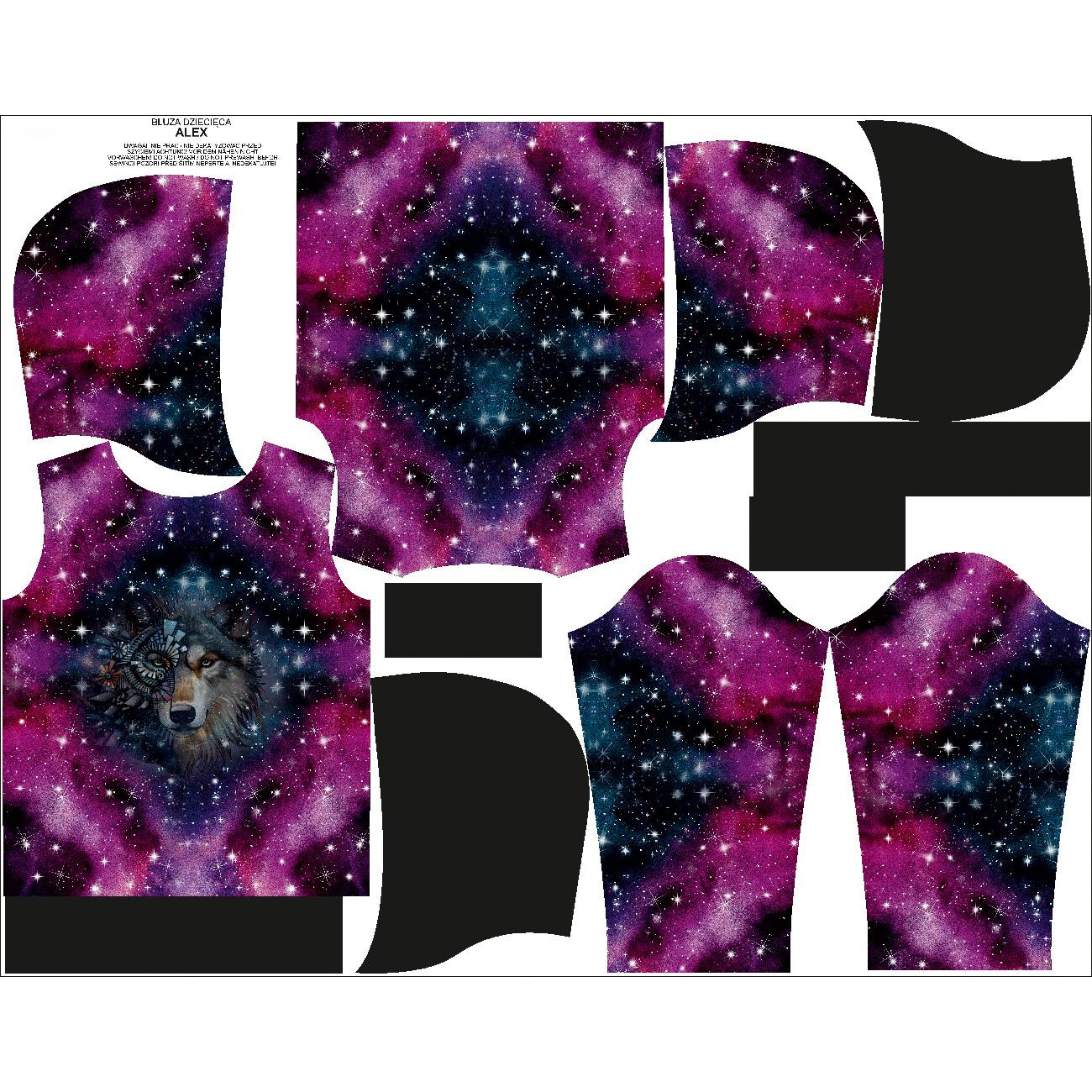 KID'S HOODIE (ALEX) - WOLF / WATERCOLOR GALAXY PAT. 8 - sewing set