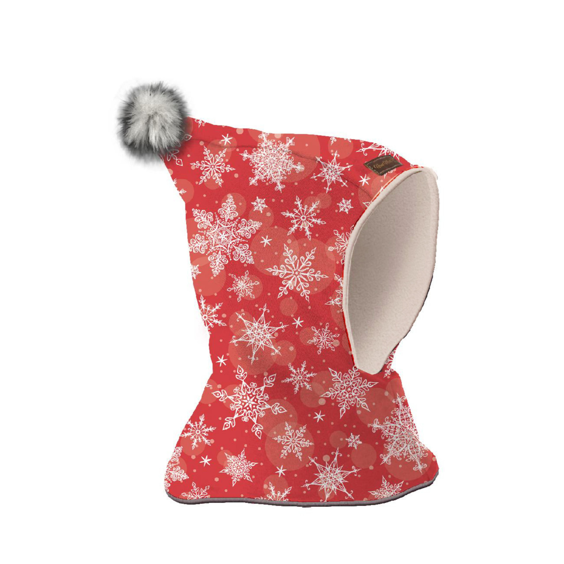 Kid’s hood cap sewing set  - SNOWFLAKES PAT. 2 / red - red