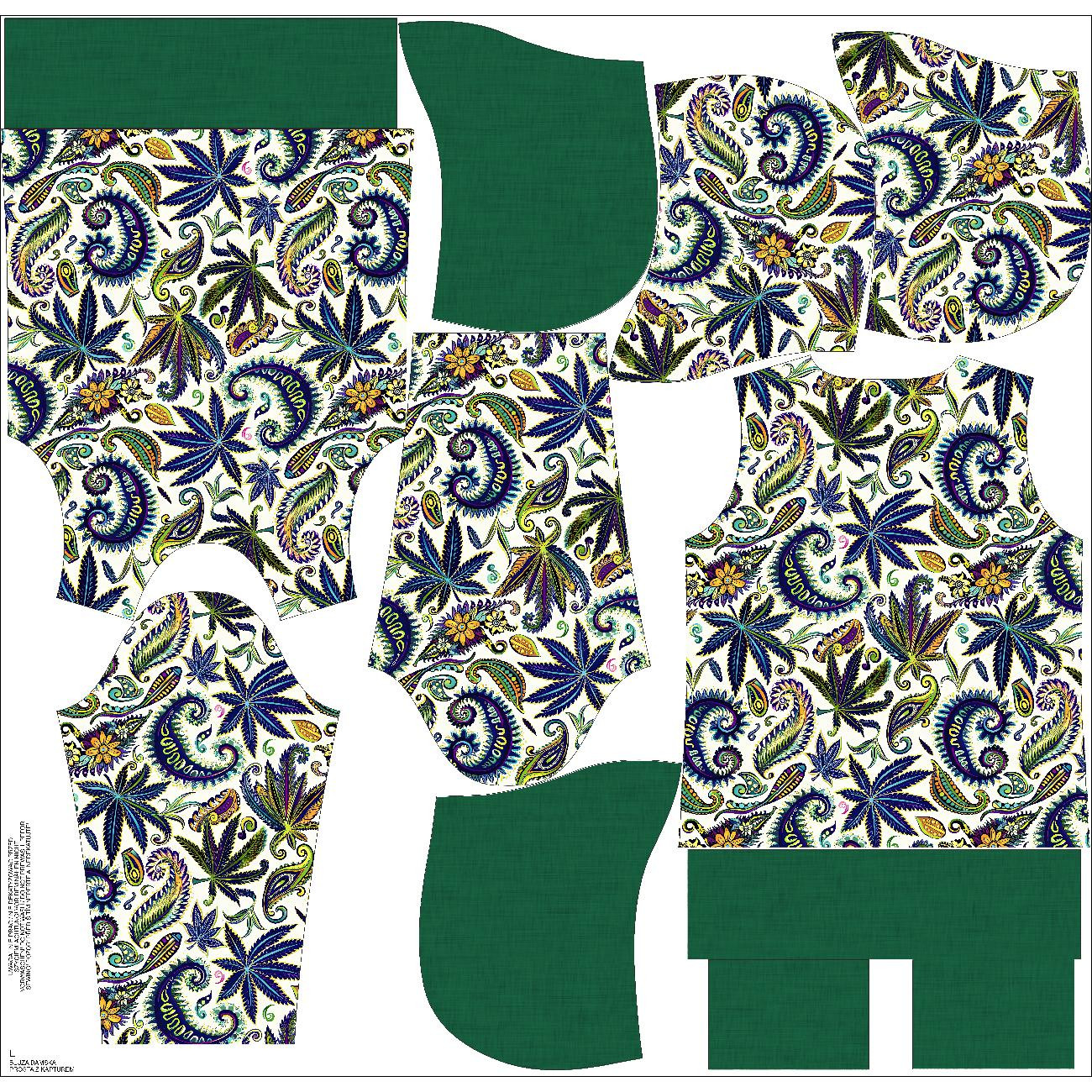 CLASSIC WOMEN’S HOODIE (POLA) - Hemp leaves WZ. 4 - sewing set