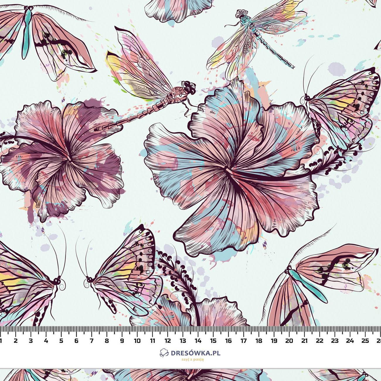 HIBISCUS AND BUTTERFLIES - Bambusstoff 170g