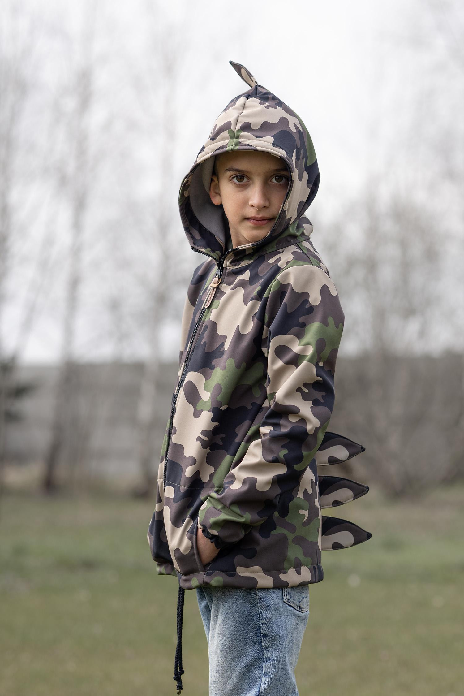 KIDS JACKET DINO (ZOE) - CAMOUFLAGE OLIVE - sewing set