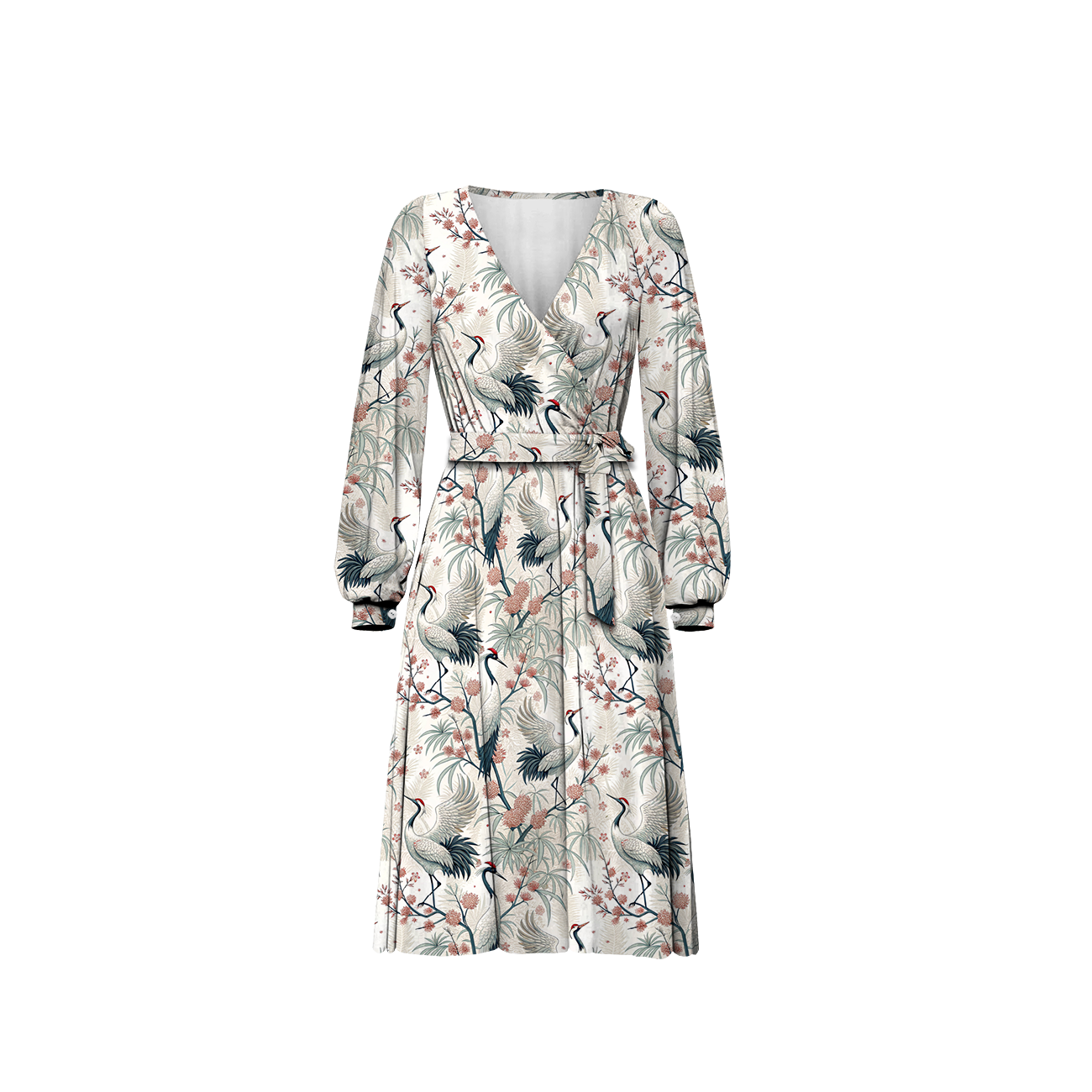 WRAP MIDI DRESS (BIANCA) - Japanese Garden wz.1 - sewing set