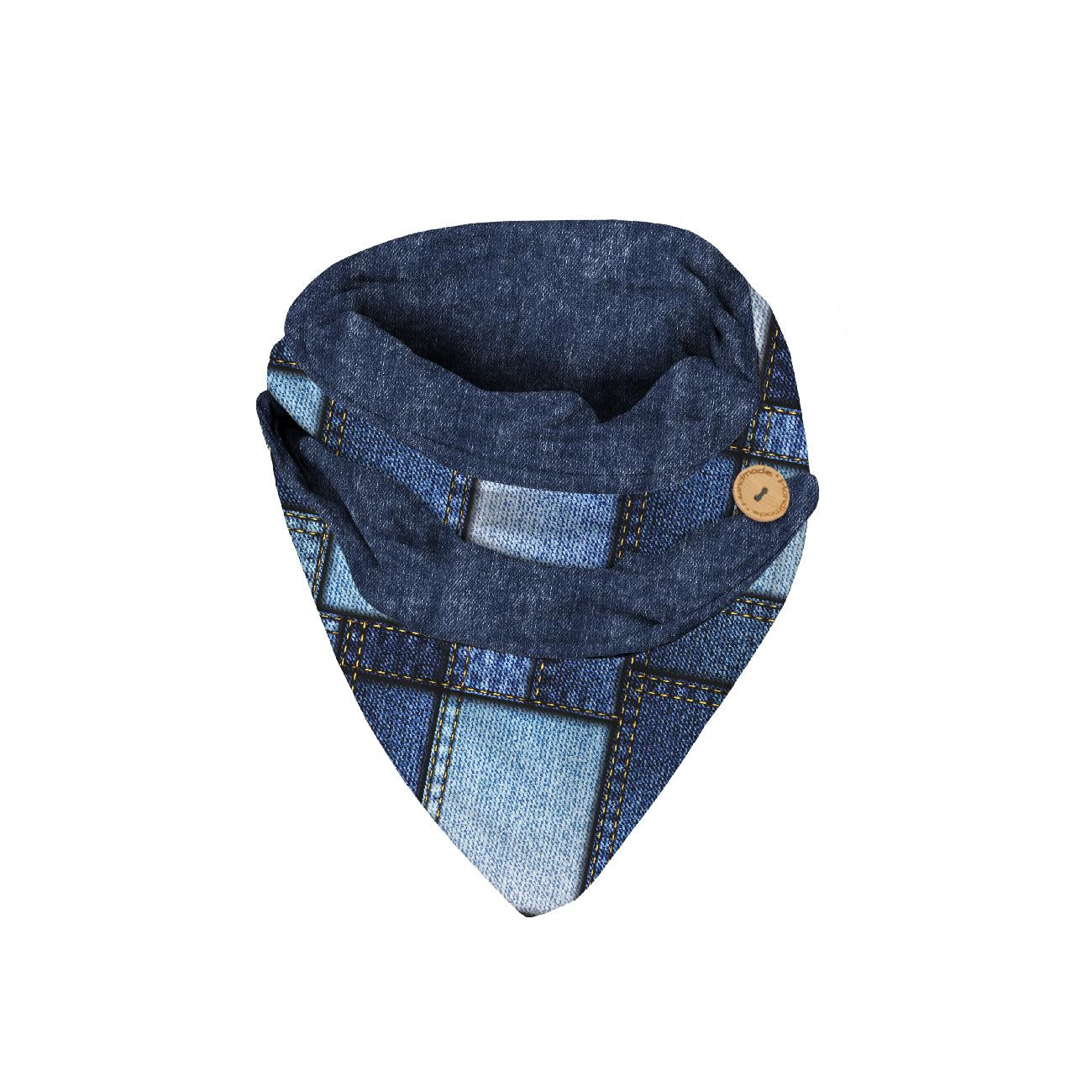 BUTTON SCARF - JEANS PATCHES (dark blue) - sewing set