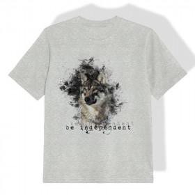 KID’S T-SHIRT (116/122) - BE INDEPENDENT (BE YOURSELF) - melange light grey- single jersey