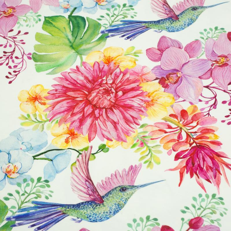HUMMINGBIRDS AND FLOWERS - Viskose-Jersey WE210