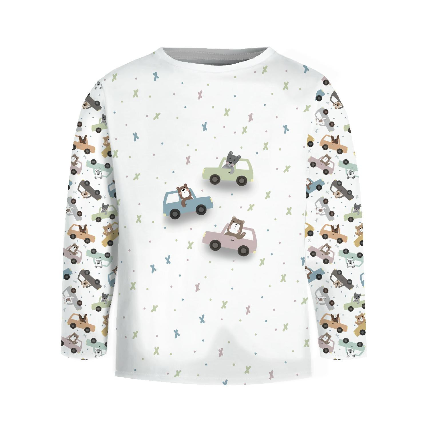 Longsleeve - COLORFUL CARS pat. 3 (CITY BEARS) - sewing set