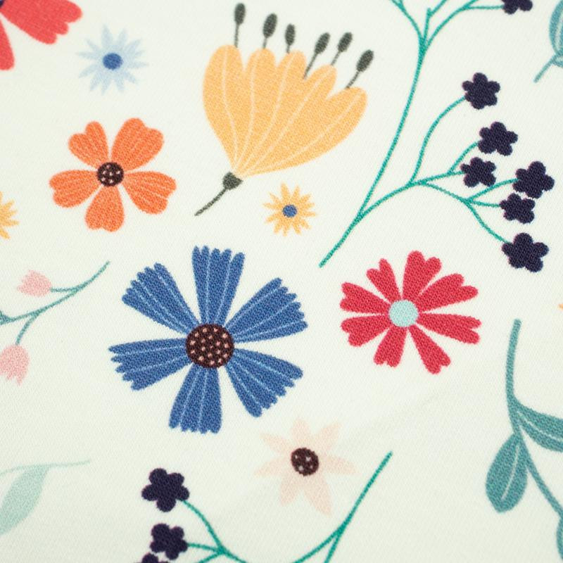 COLORFUL FLOWERS / vanilla - single jersey with elastane TE210