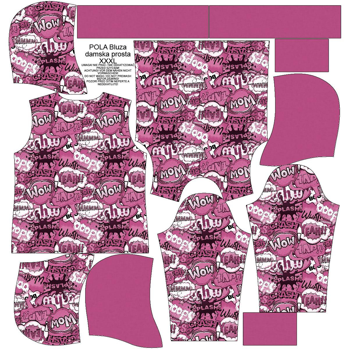 CLASSIC WOMEN’S HOODIE (POLA) - COMIC BOOK (pink) - looped knit fabric 