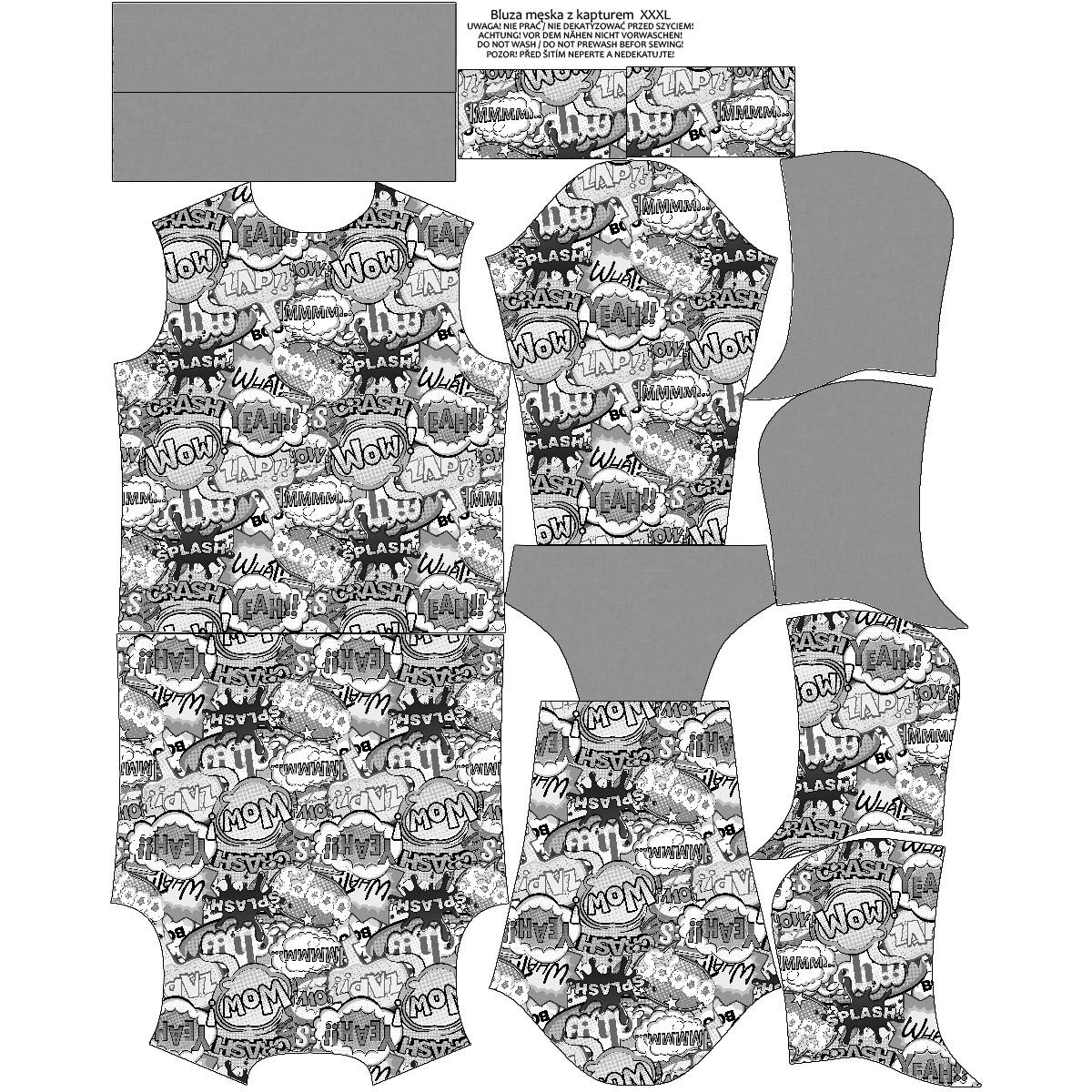 MEN’S HOODIE (COLORADO) - COMICS (black-white) - sewing set 
