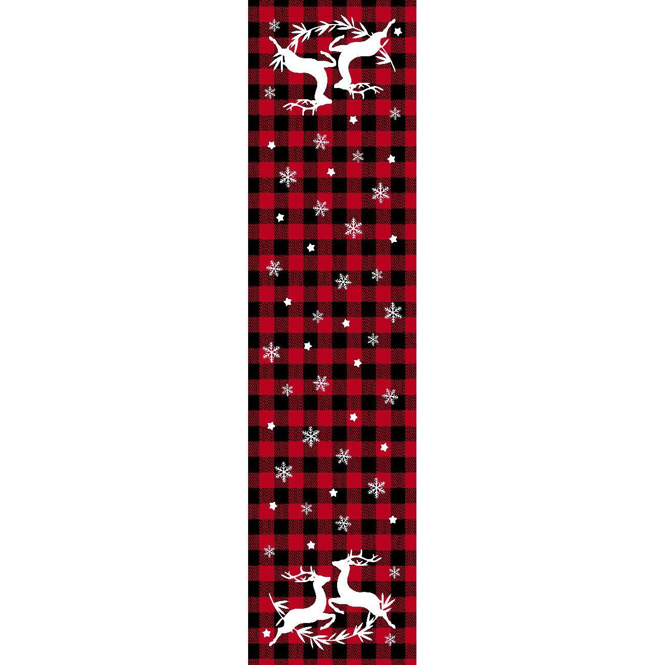 TABLE RUNNER PANEL -VICHY GRID BLACK / red - sewing set