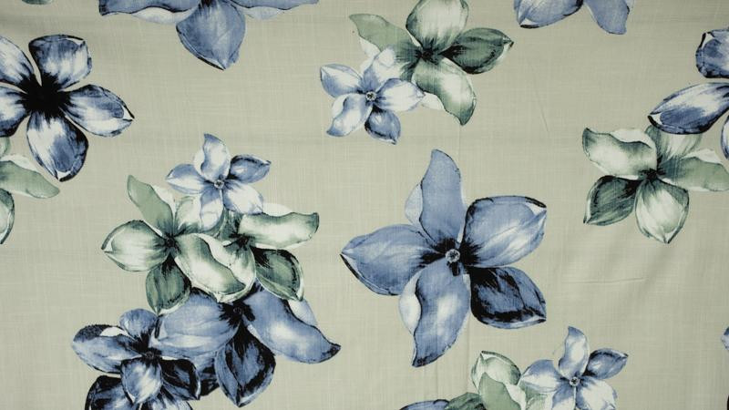 JASMINE BLOSSOM / light grey - Linen look viscose woven fabric