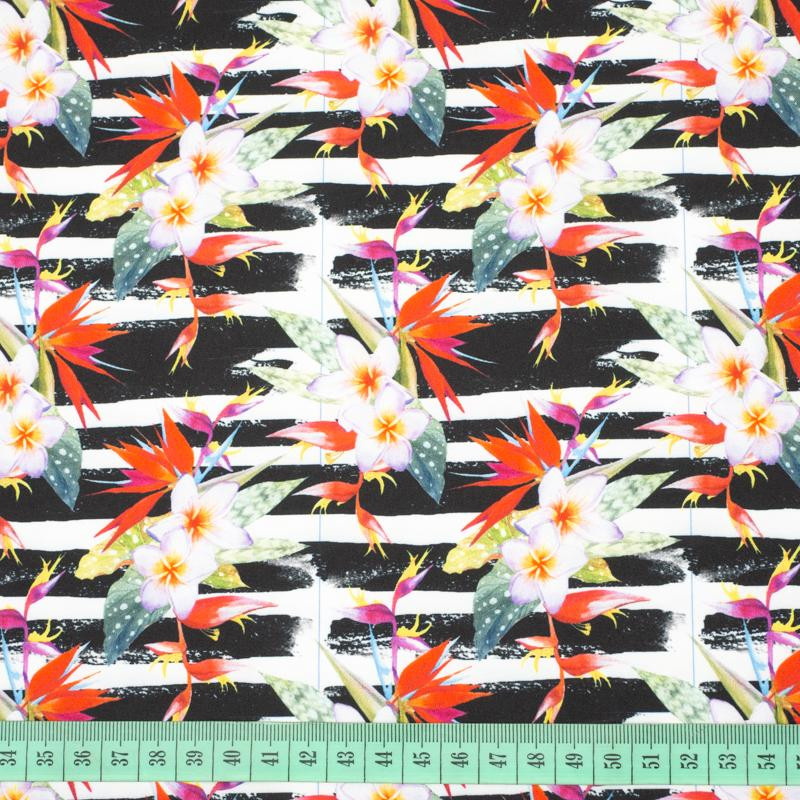FLOWERS ON THE ZEBRA - quick-drying woven fabric