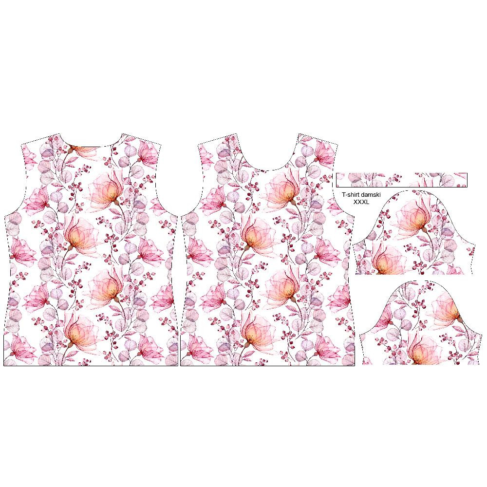 WOMEN’S T-SHIRT - FLOWERS pat. 4 (pink) - single jersey