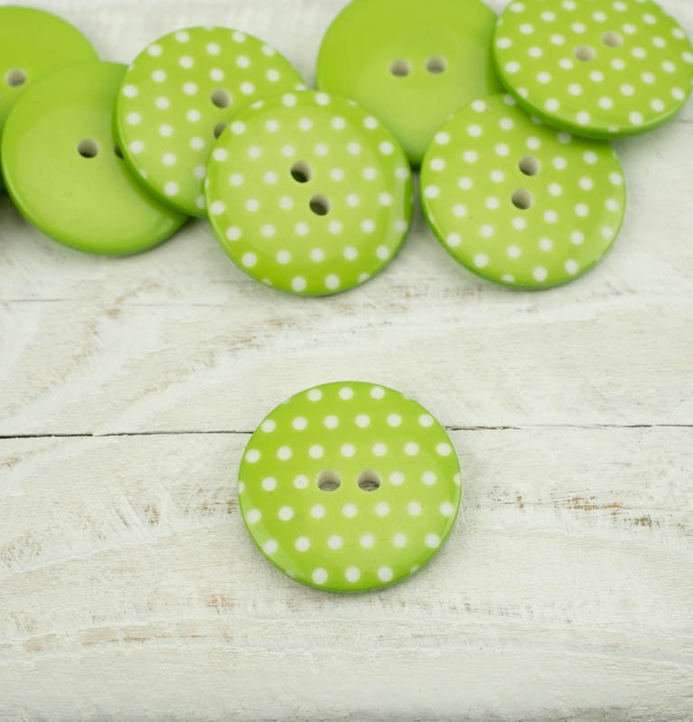Plastic button with dots big - lime