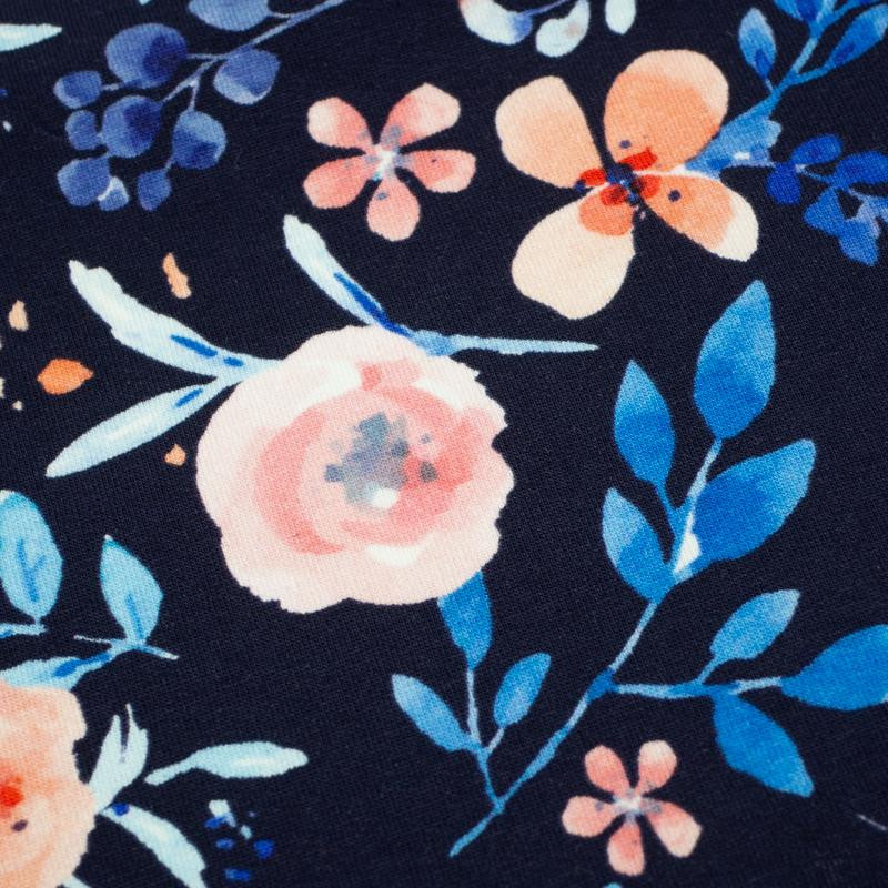 PAINTED PEONIES / navy - looped knit SP250