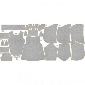 KID'S HOODIE DINO "PARIS" (74/80) - MELANGE LIGHT GREY - sewing set 