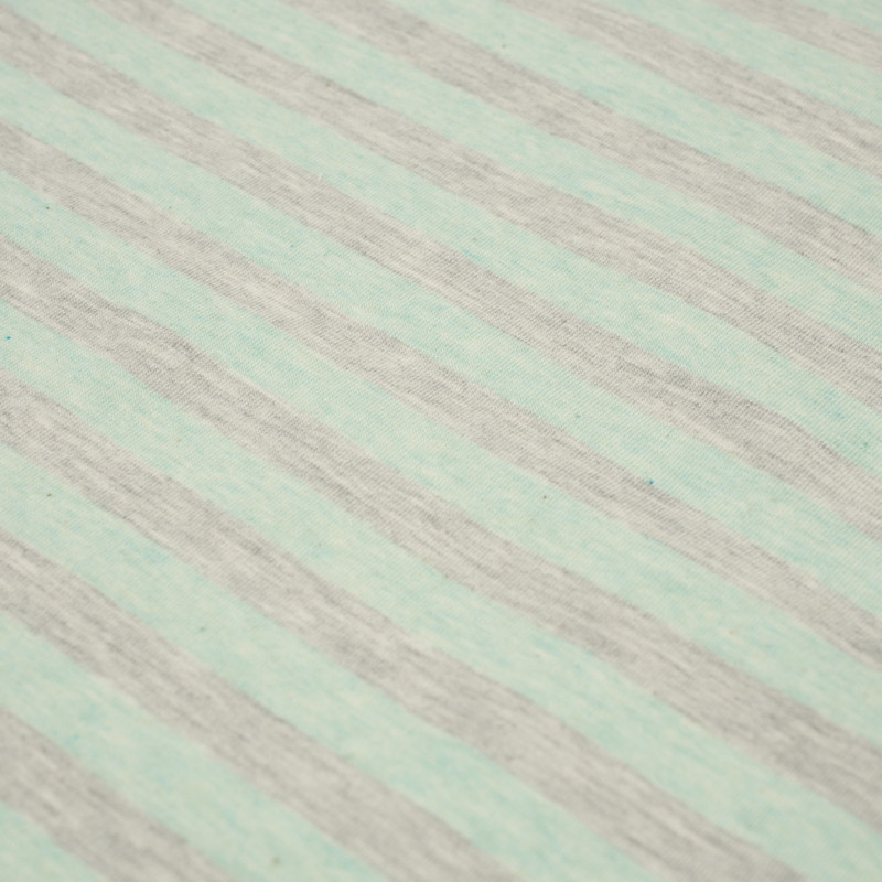 STRIPES 1x1 / melange mint - melange light grey - looped knitwear with elastan PE260