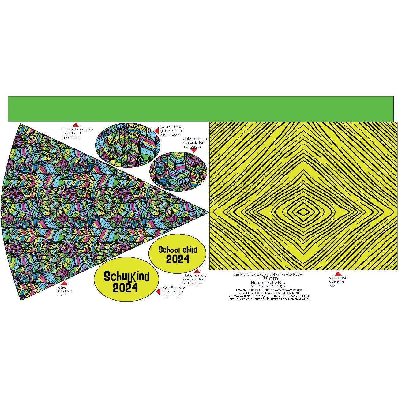 First Grade Candy Cone - NEON LEAVES - sewing set