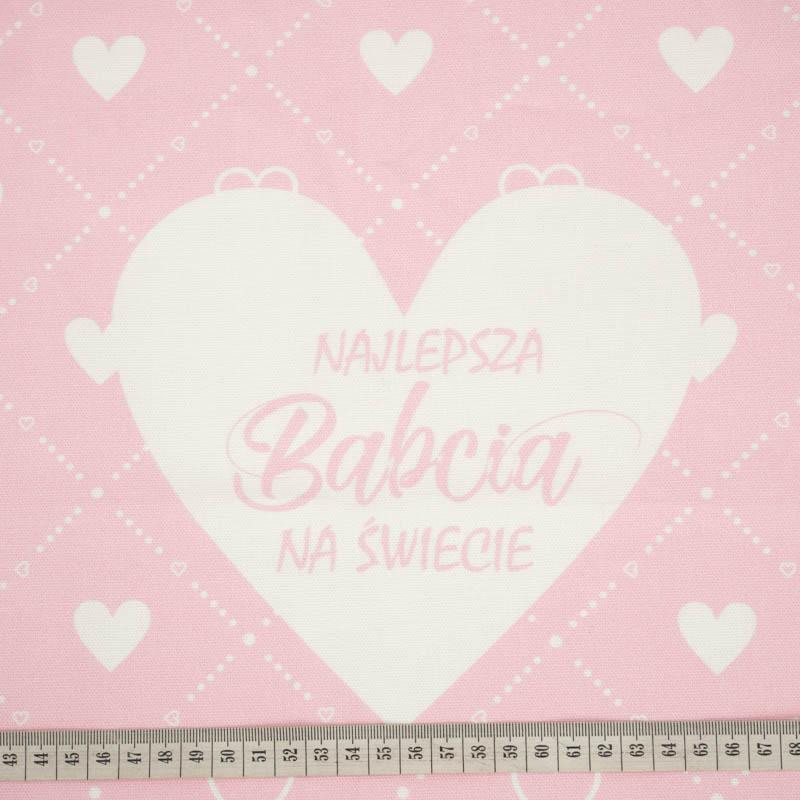 CUSHION PANEL - Najlepsza Babcia na Świecie/ hearts and rhombuses- HOME DECOR PREMIUM 