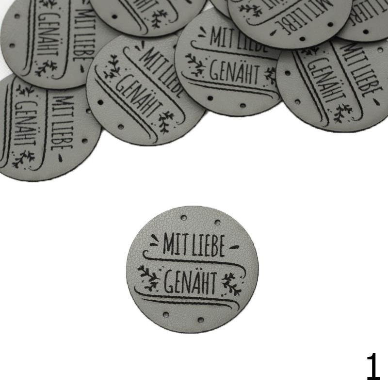 Label „MIT LIEBE GENÄHT'' diameter 3 cm - Choice of colors