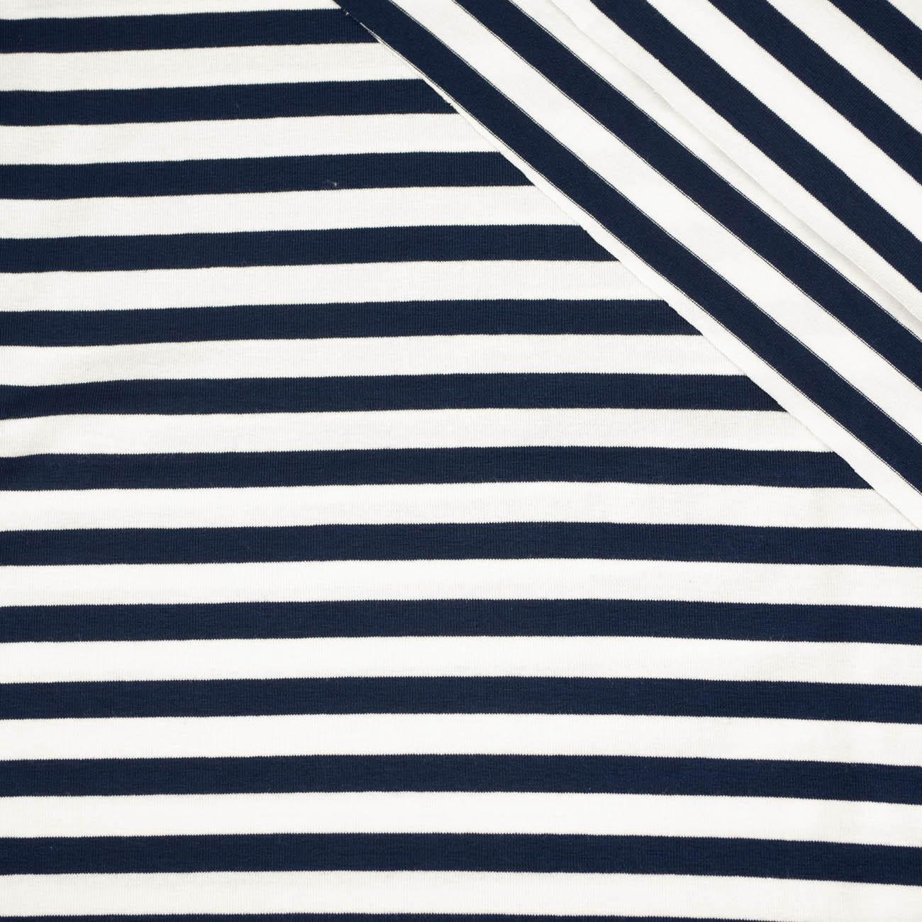 STRIPES DARK BLUE / WHITE 1,0cm x 1,0cm - Viscose jersey