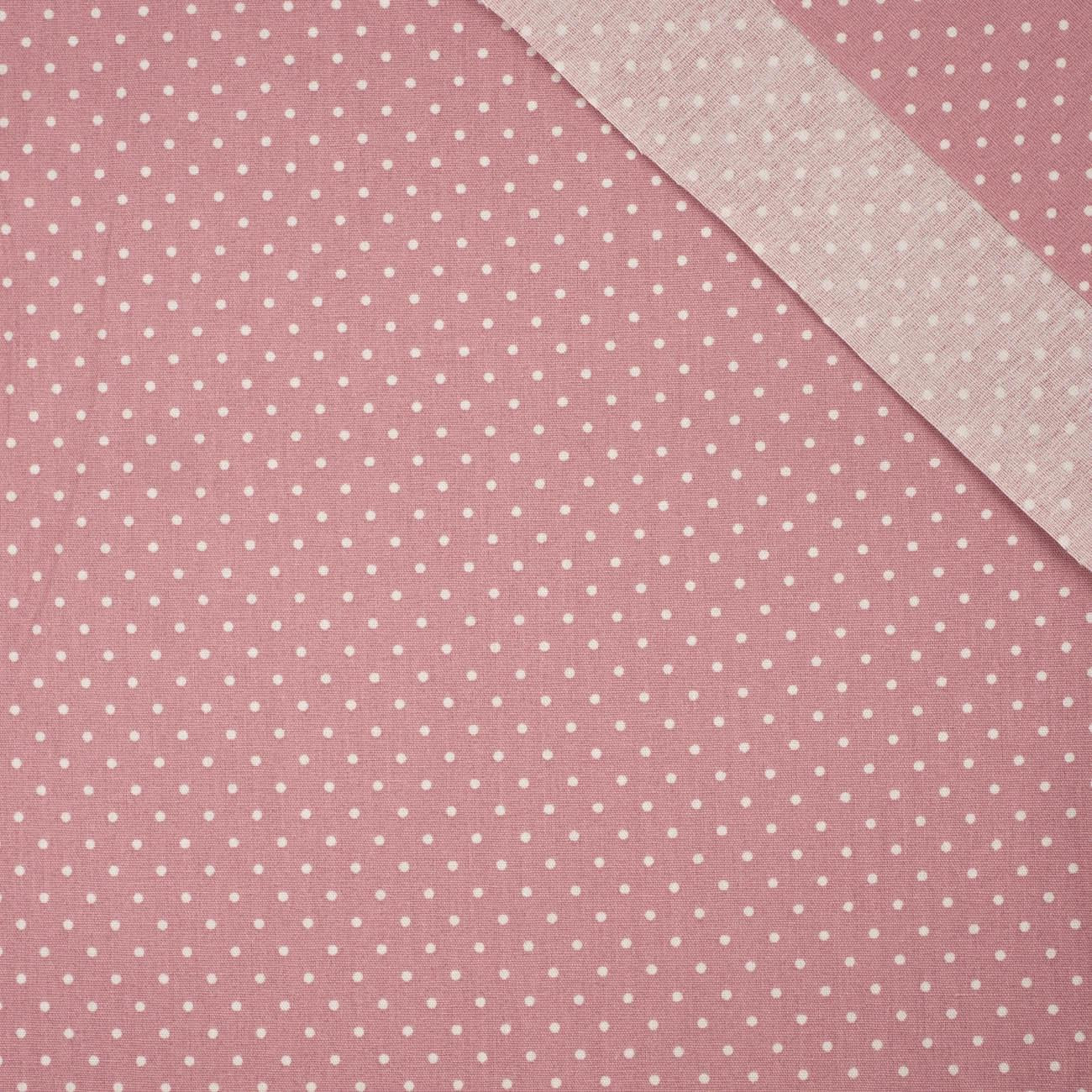 WHITE DOTS / Flamingo Pink - Cotton woven fabric