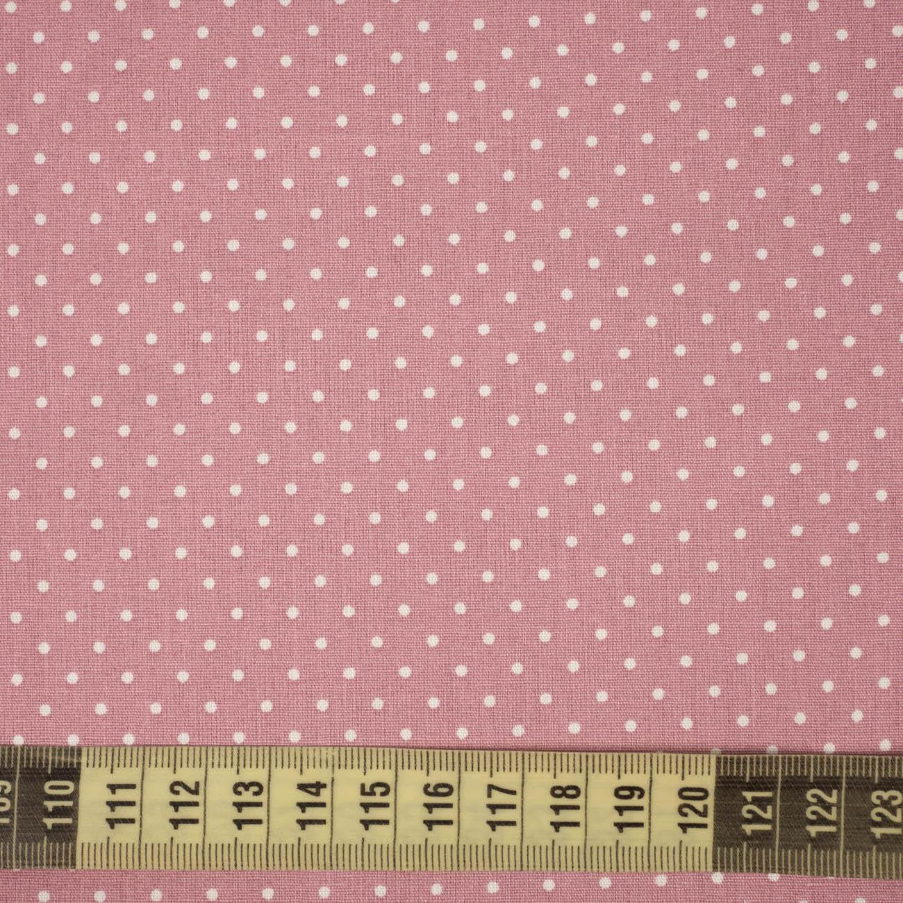 WHITE DOTS / Flamingo Pink - Cotton woven fabric