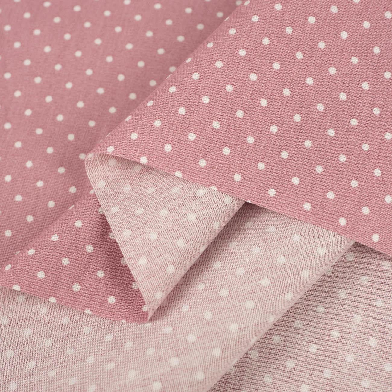 WHITE DOTS / Flamingo Pink - Cotton woven fabric