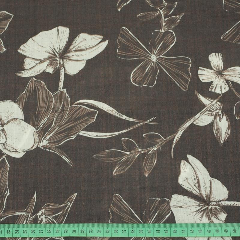 WHITE FLOWERS / grey - Batiste