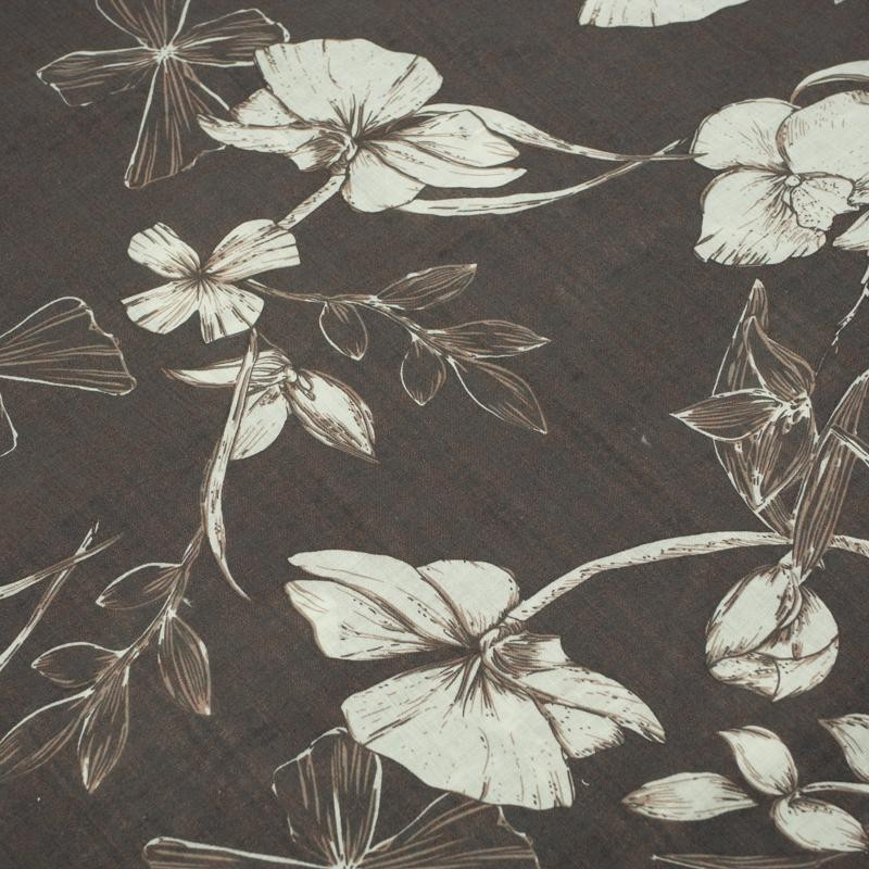 WHITE FLOWERS / grey - Batiste