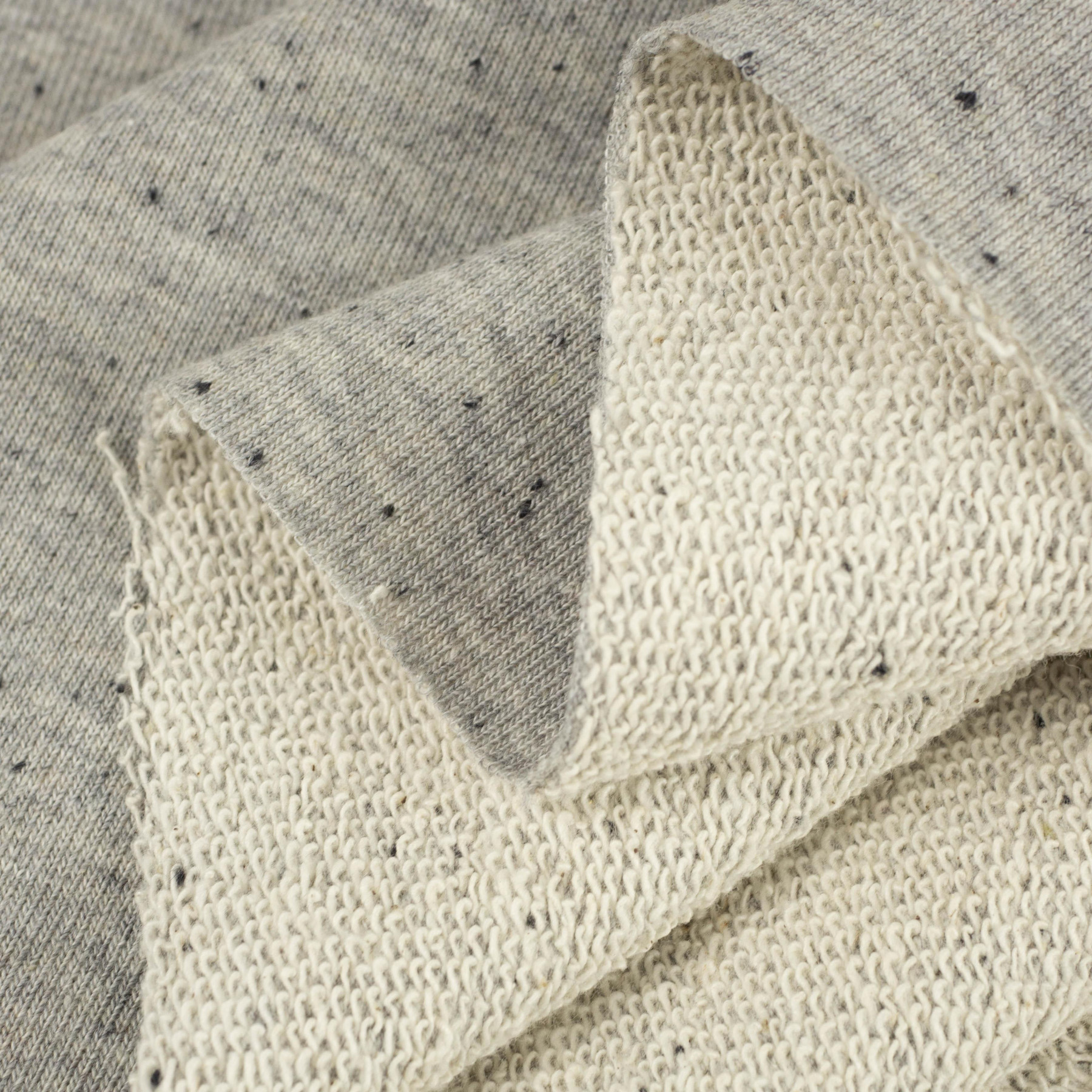 Melange Beige / Straciatella - thick looped knit 