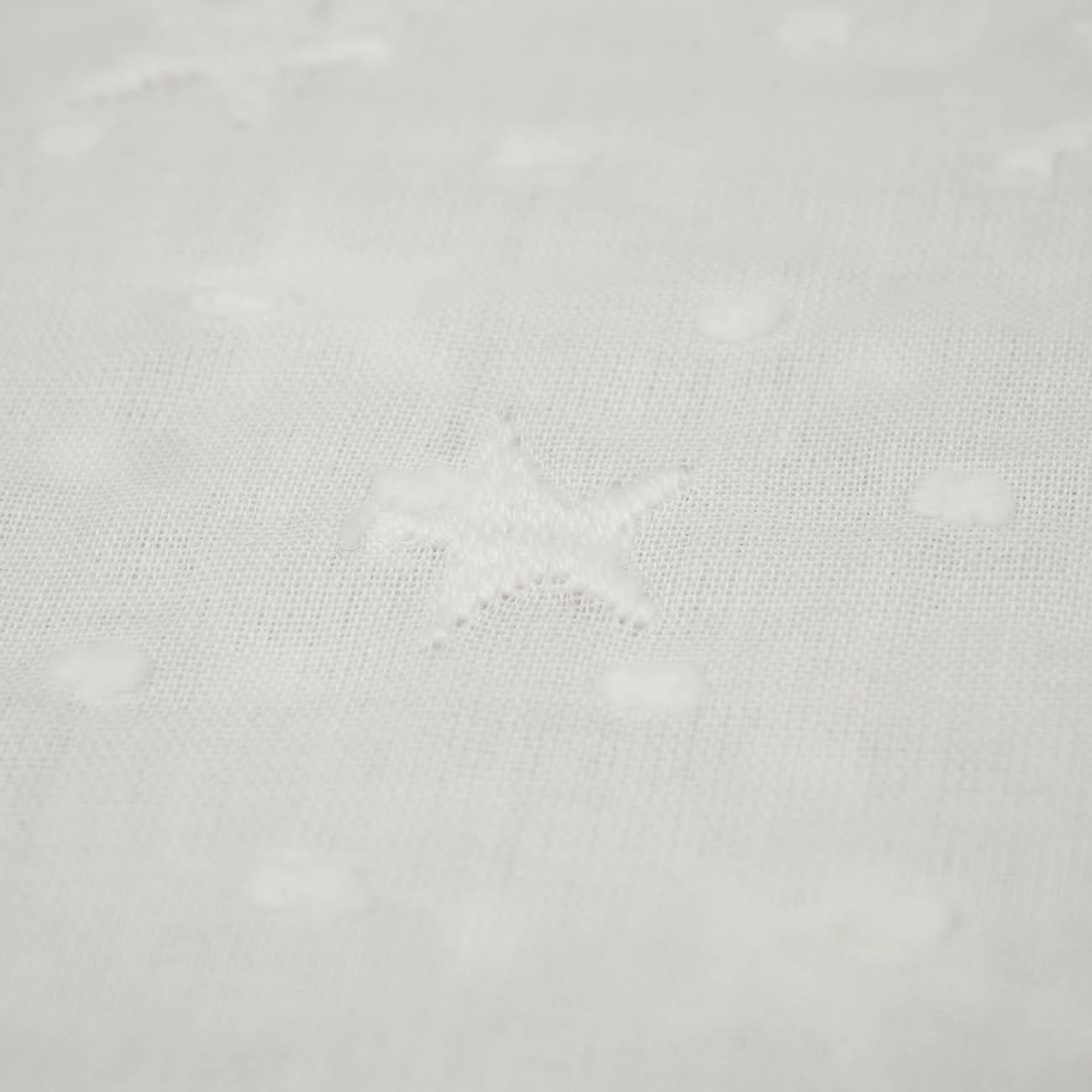 STARS / white - Embroidered cotton fabric