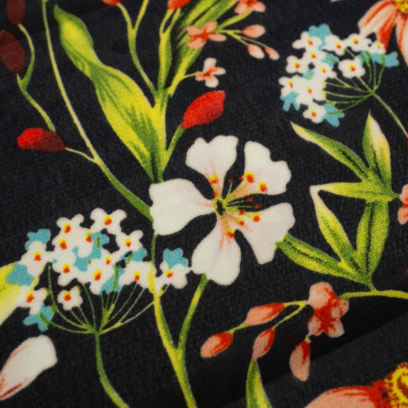 FLOWERS ON THE MEADOW pat. 3 / navy - Chiffon