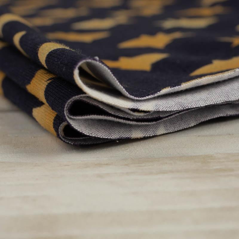 GOLDEN FISH (GOLDEN OCEAN) / dark blue - looped knit fabric