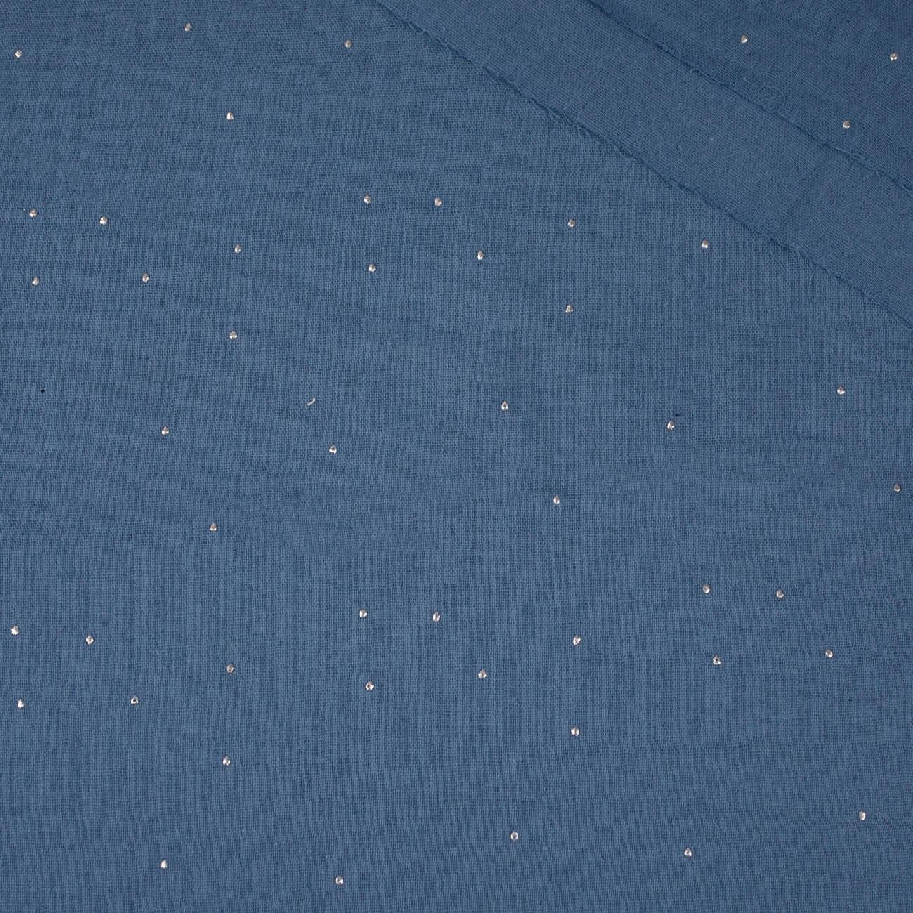 SILVER DOTS / powder blue - Cotton muslin