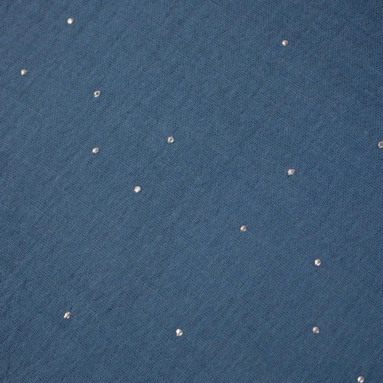 SILVER DOTS / powder blue - Cotton muslin